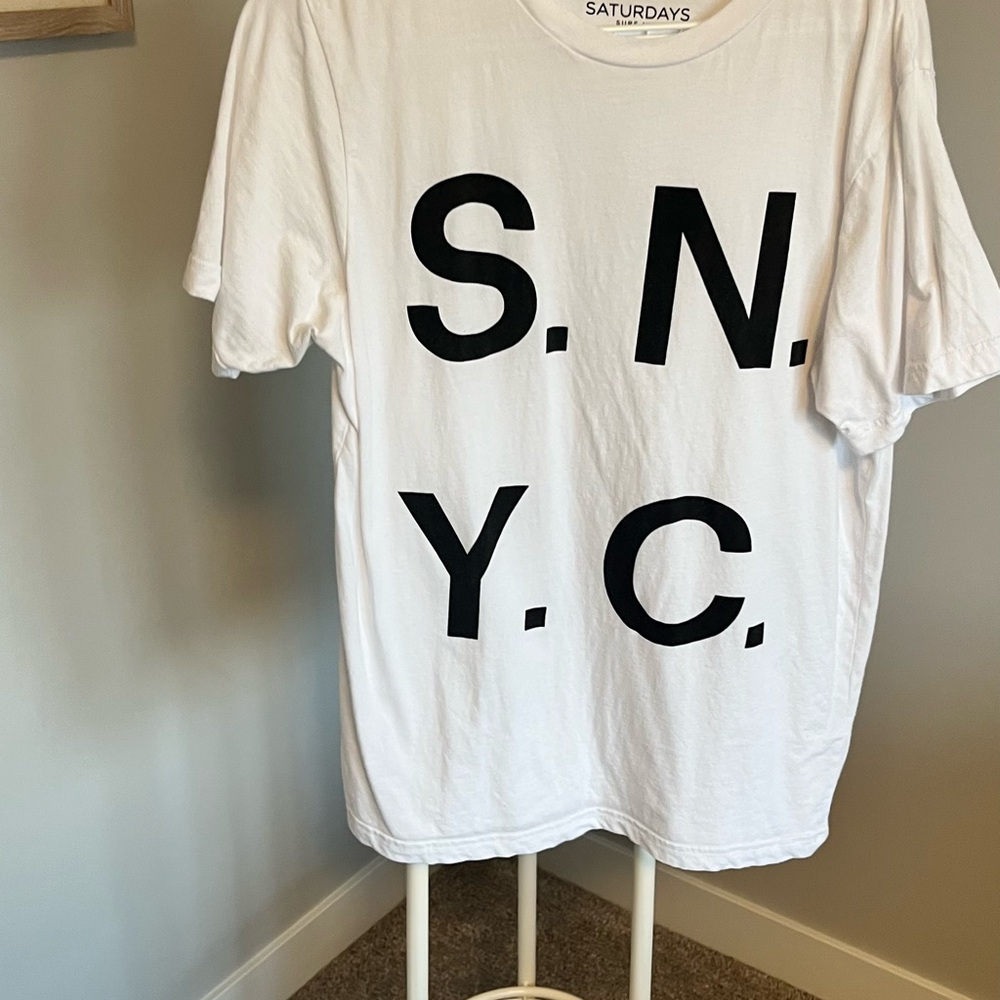 Saturdays New York City White Tee with Black Logo